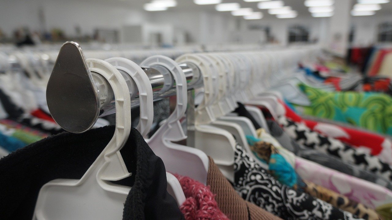 Clothing on a store rack