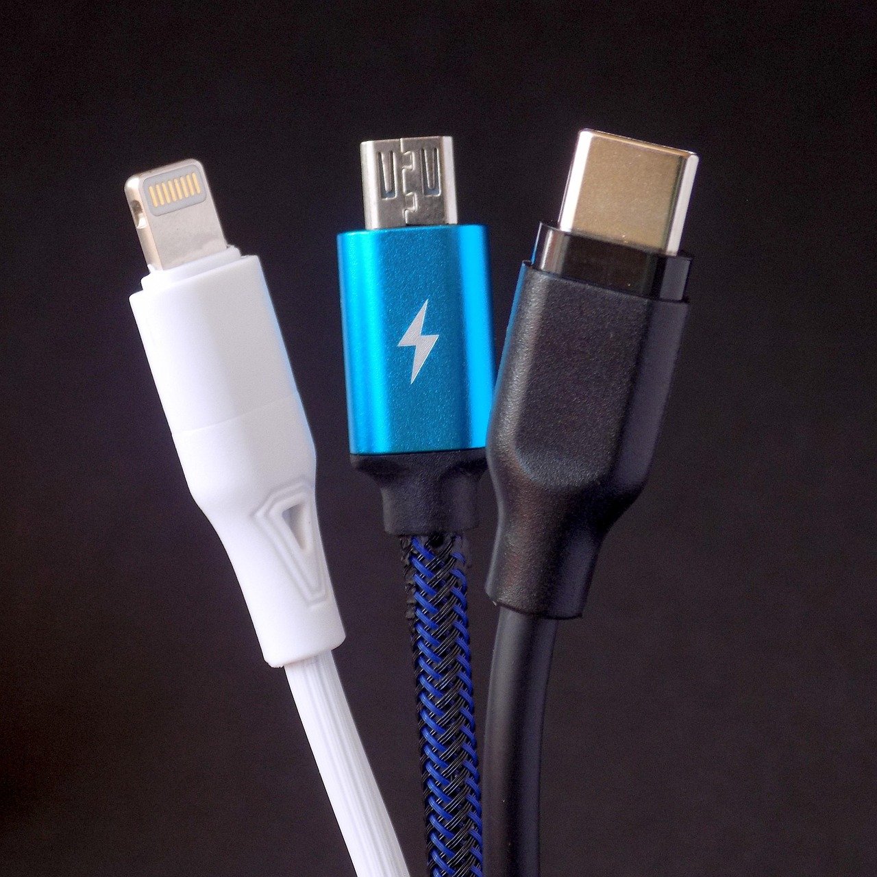 USB cable connected to phone